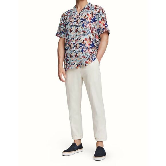 Scotch & Soda Keoni Unisex Hawaii Shirt Sleeve Button Front Shirt Size Small - Picture 3 of 8
